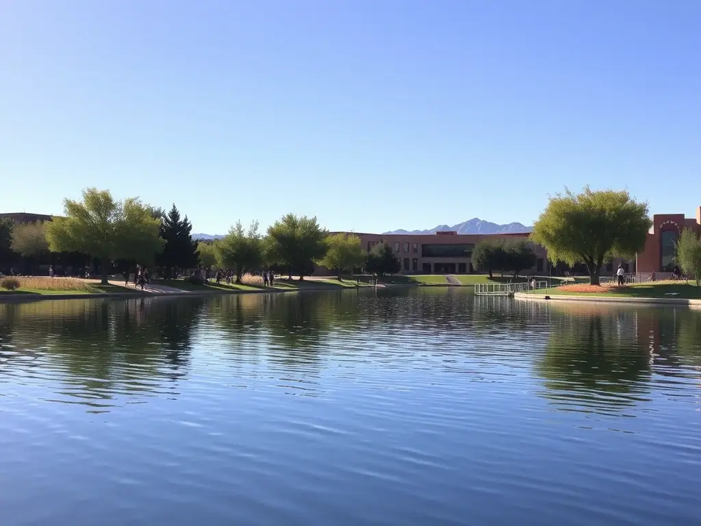 A photograph of Tempe Town Lake, with Arizona State University in the background, capturing the youthful energy and cultural richness of Tempe, where Spargo Law offers legal support.